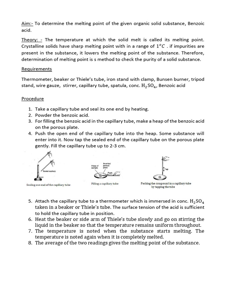 Melting and Boiling Points of Benzoic Acid and Aniline | PDF | Boiling ...