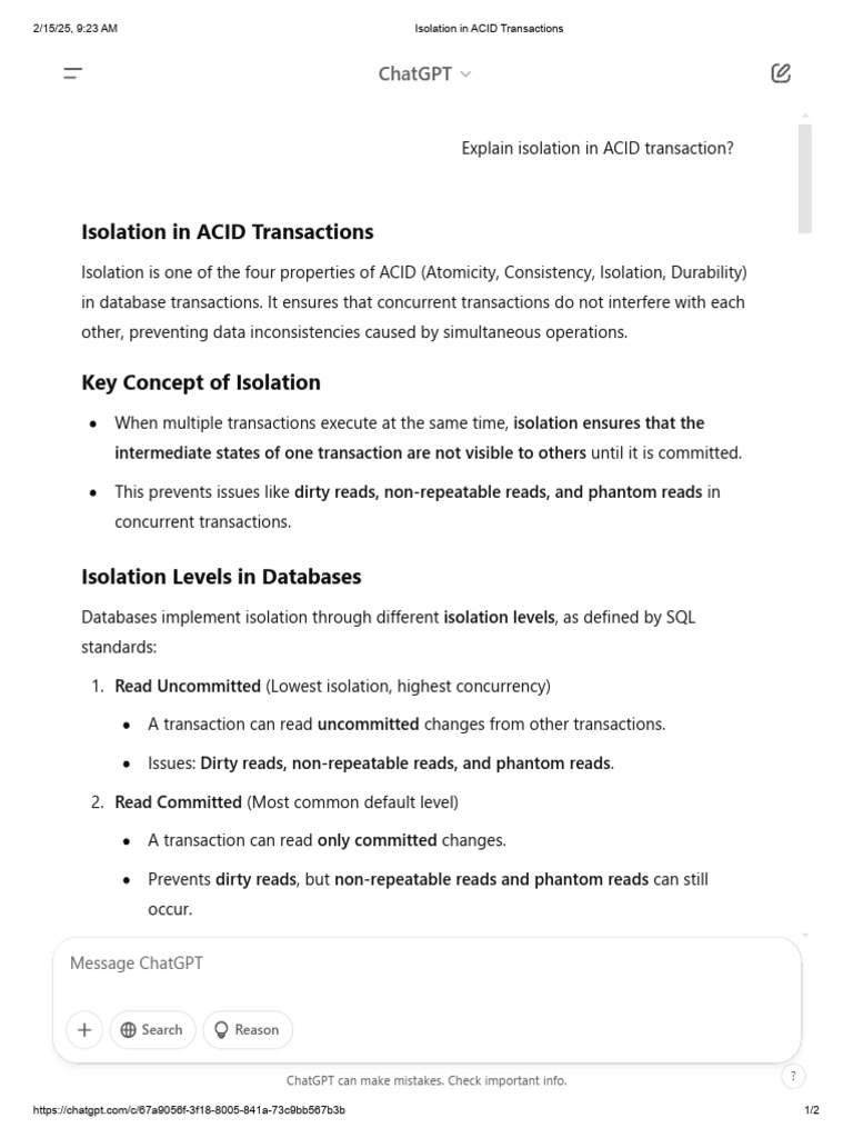 Understanding Isolation in ACID Transactions | PDF
