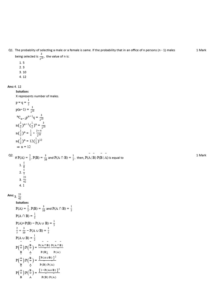 Probability Questions and Solutions | PDF | Mathematics | Statistical ...