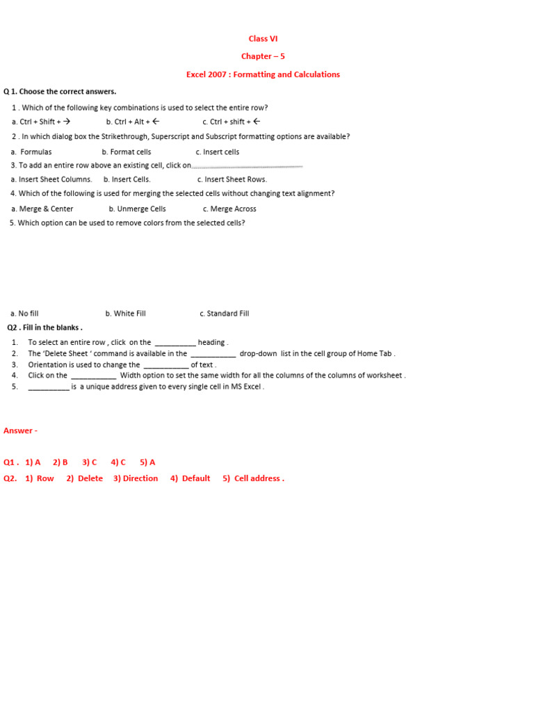 Revision Sheet 3 | PDF