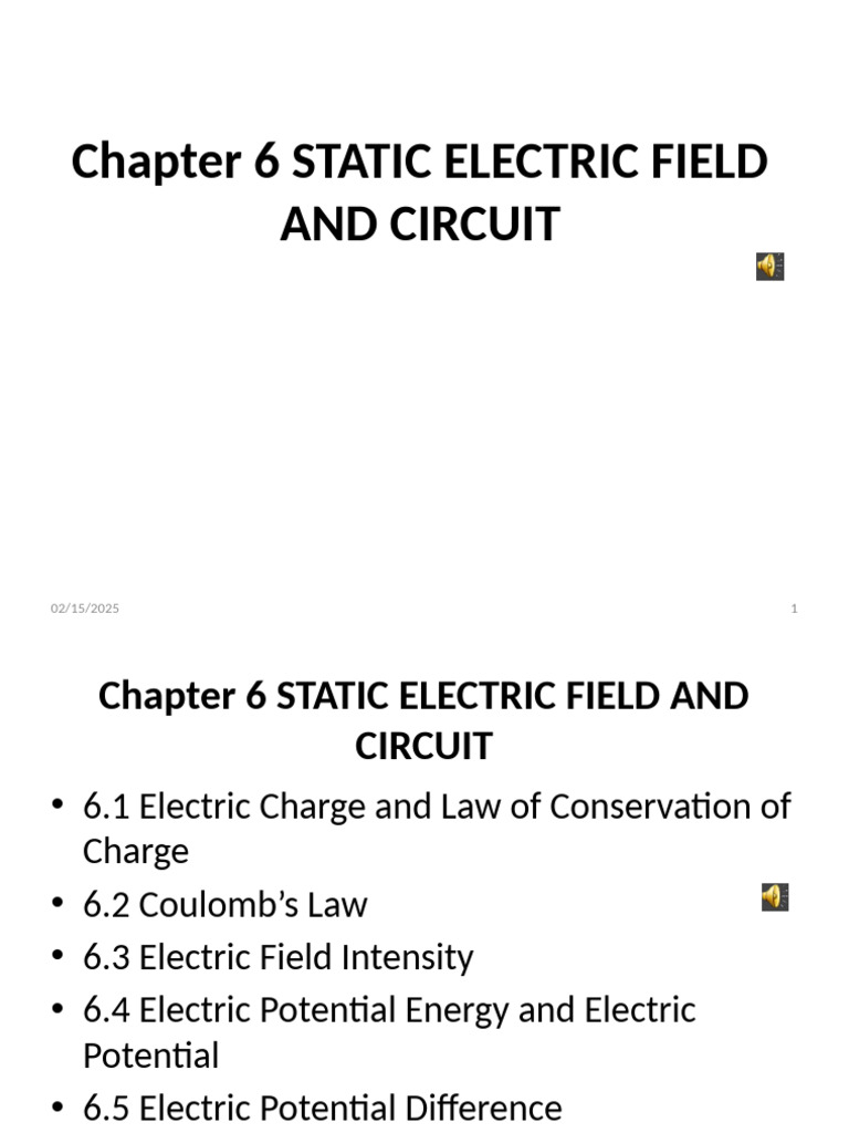 Static Electric Field and Circuit Concepts | PDF | Electric Field ...