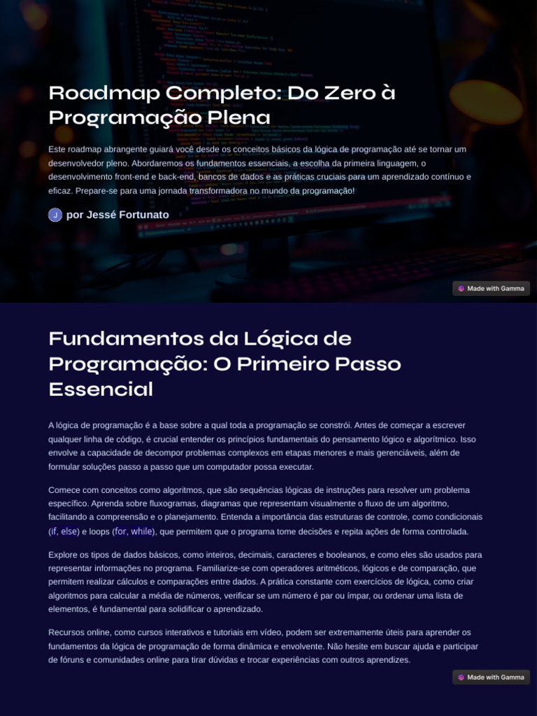 Roadmap para Programadores Iniciantes | PDF | SQL | Linguagem de ...