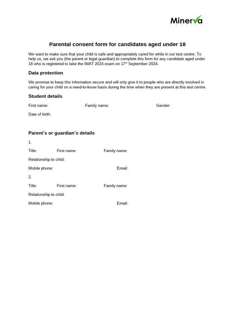 IMAT 2024 Parental Consent Form | PDF