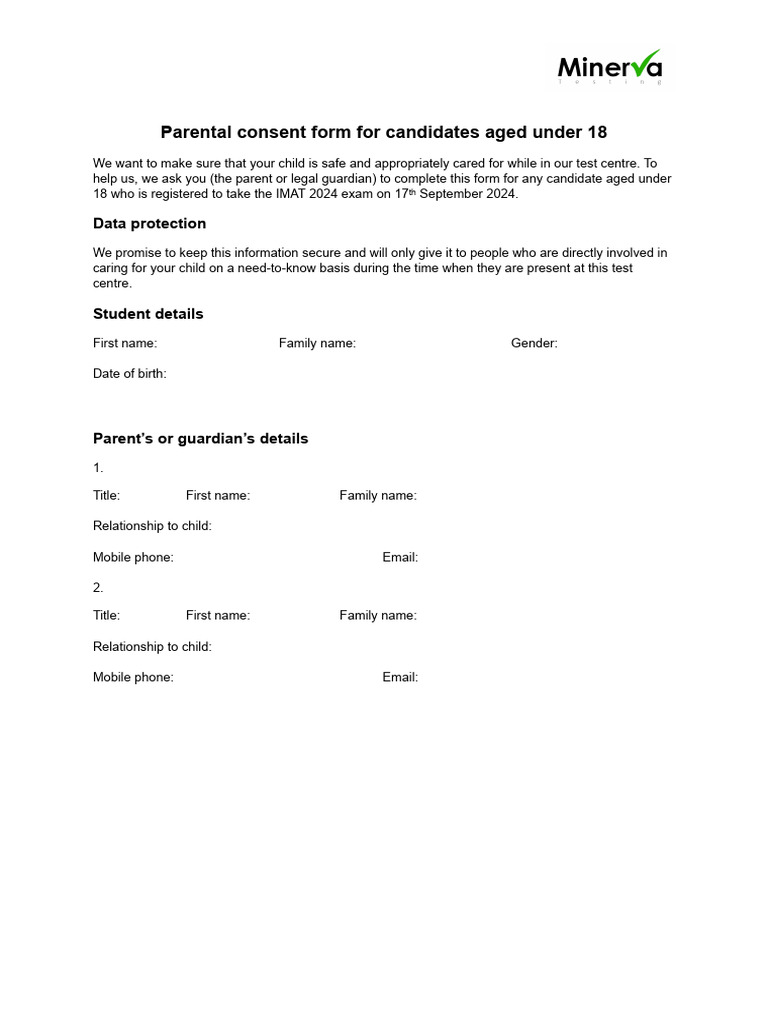 IMAT 2024 Parental Consent Form | PDF
