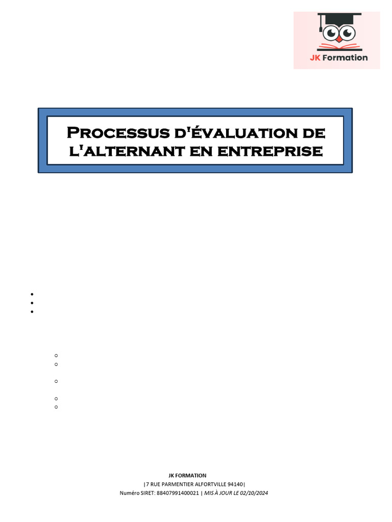 Évaluation de l'alternant en entreprise | PDF