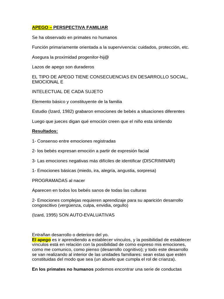 APEGO XX | PDF | Las emociones | Teoría de apego