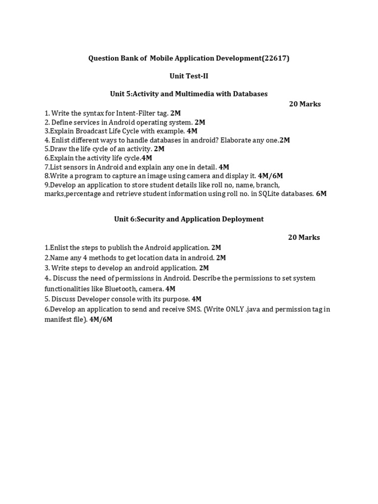 MAD QB For Unit Test-2 Final | PDF