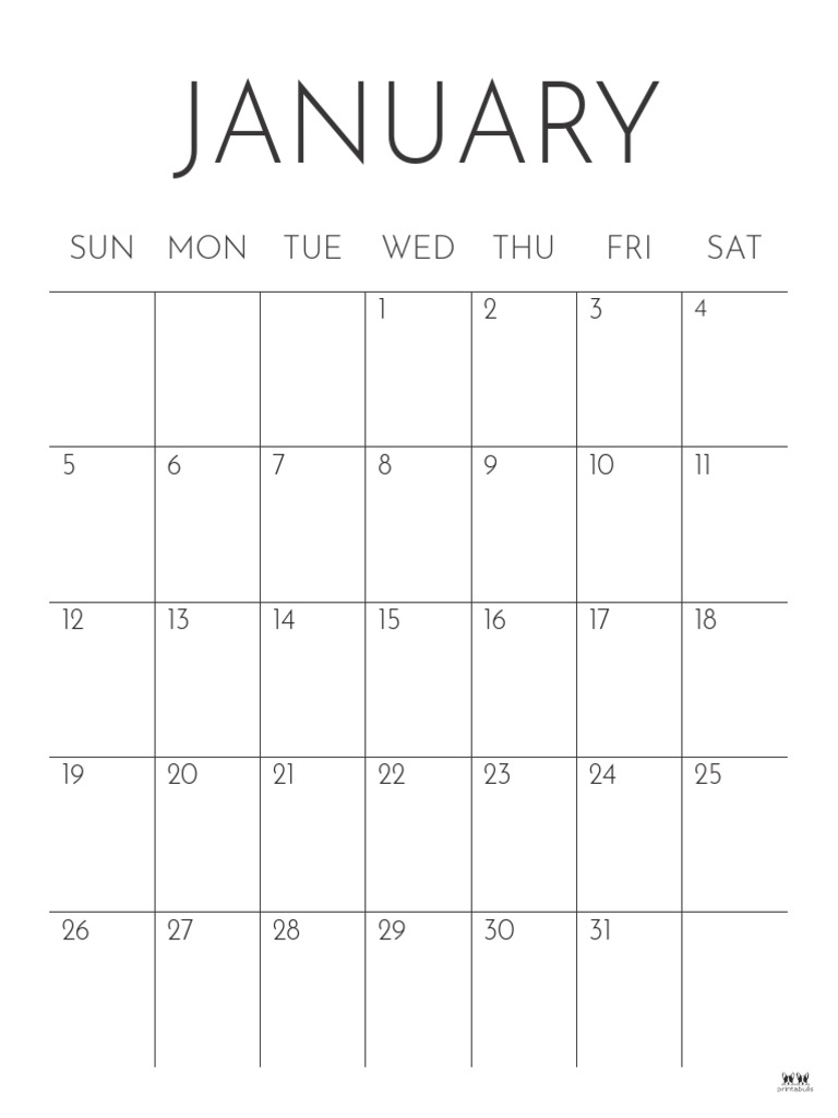 Printable January 2025 Calendar Style 80 | PDF