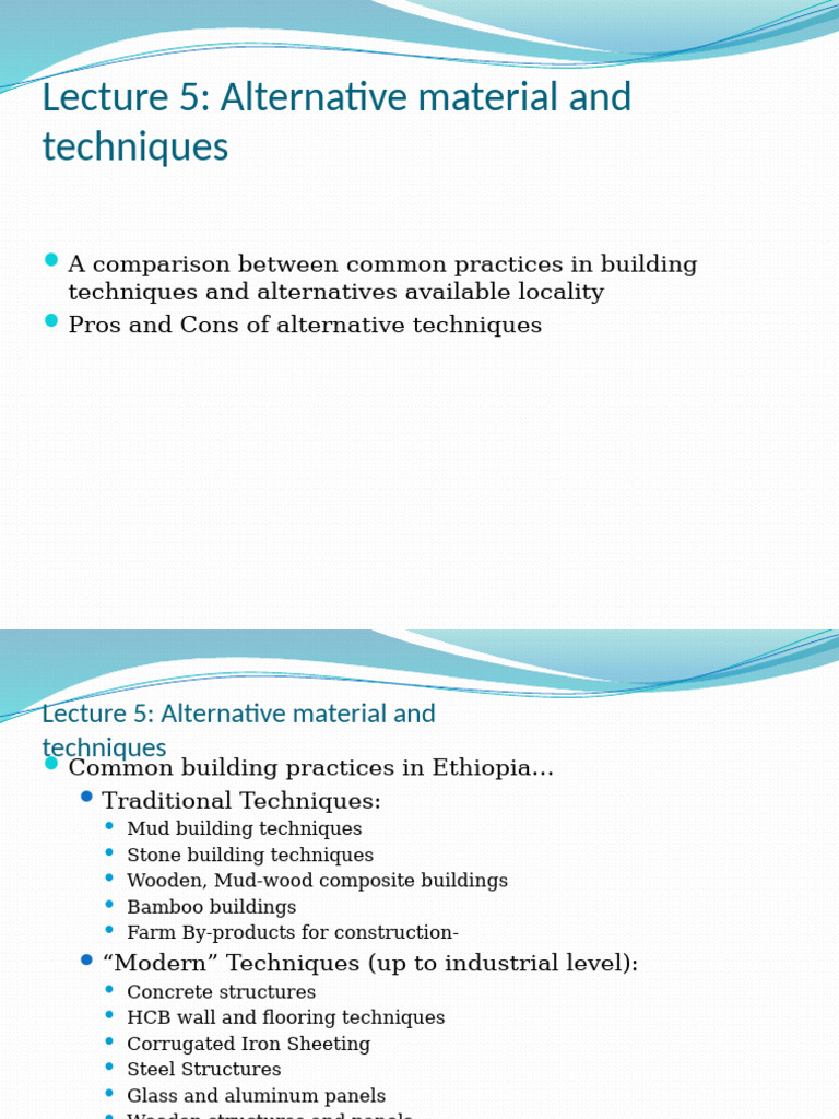 Alternative Building Materials & Techniques | PDF | Concrete | Deep ...