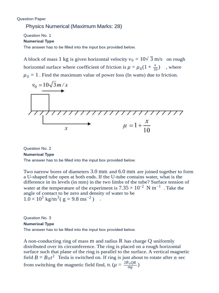 Physics Numerical and Conceptual Questions | PDF | Atomic Orbital ...