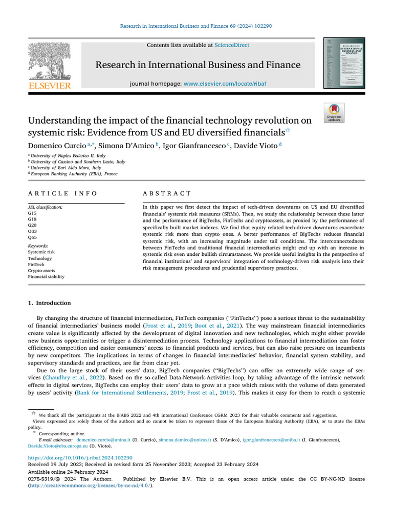 FinTech's Impact on Systemic Risk Analysis | PDF | Systemic Risk | Quantile