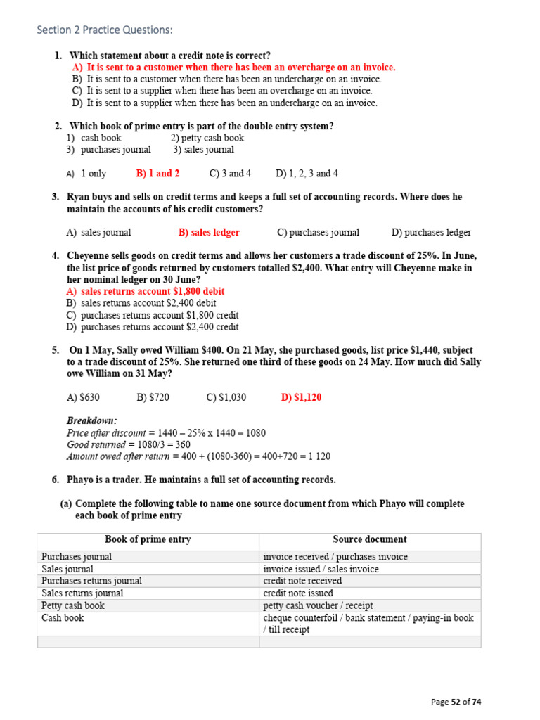 Accounting Practice Questions and Solutions | PDF | Debits And Credits ...