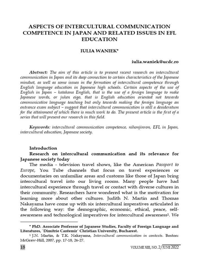 Intercultural Communication in Japan EFL | PDF | Cross Cultural ...