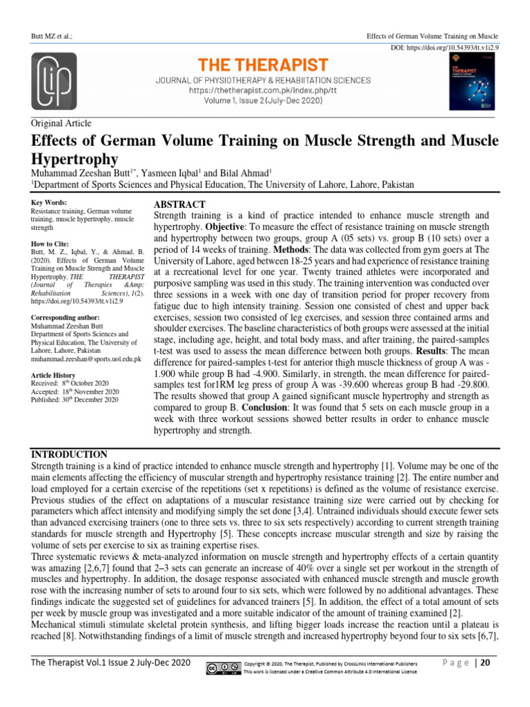 Effects of German Volume Training on Mus | PDF | Strength Training ...