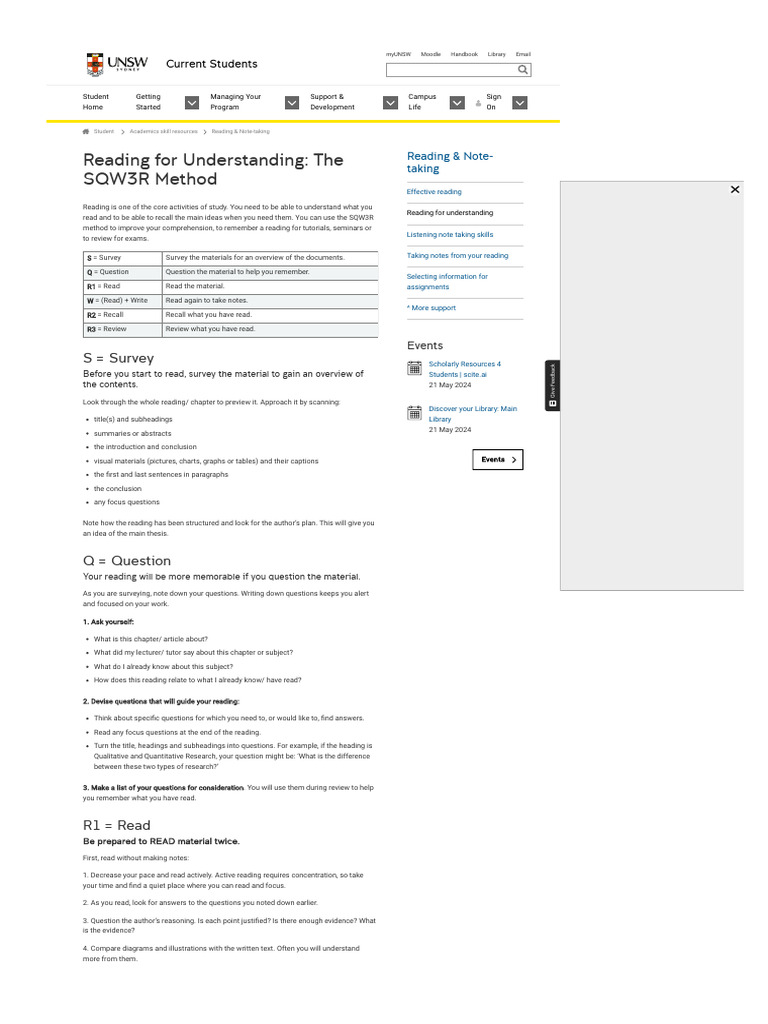 SQW3R Method for Effective Reading | PDF | Abstract (Summary ...