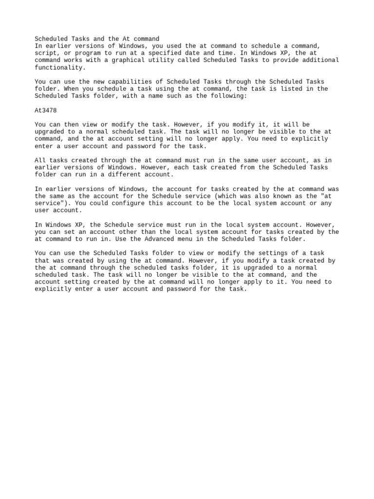 Windows XP Scheduled Tasks Guide | PDF