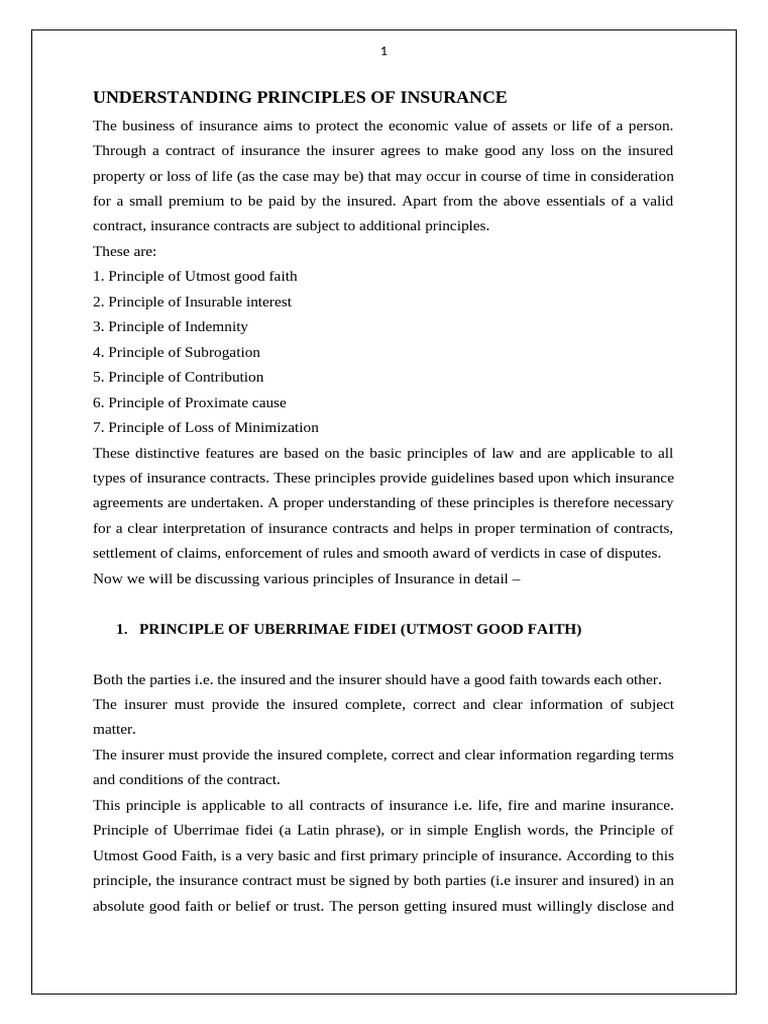 Key Principles of Insurance Explained | PDF | Insurance | Indemnity
