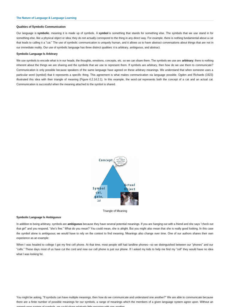 Week 1. The Nature of Language | PDF | Grammatical Gender | Semantics