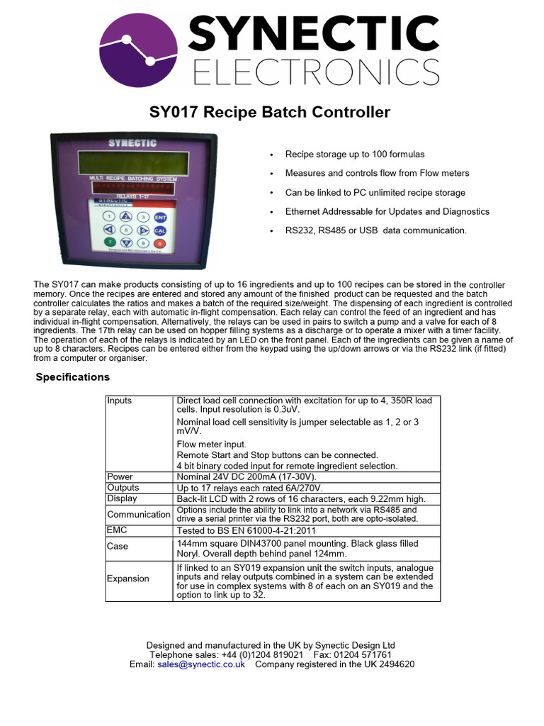 SY017 (Recipe Batch Controller) | PDF | Personal Computers | Usb