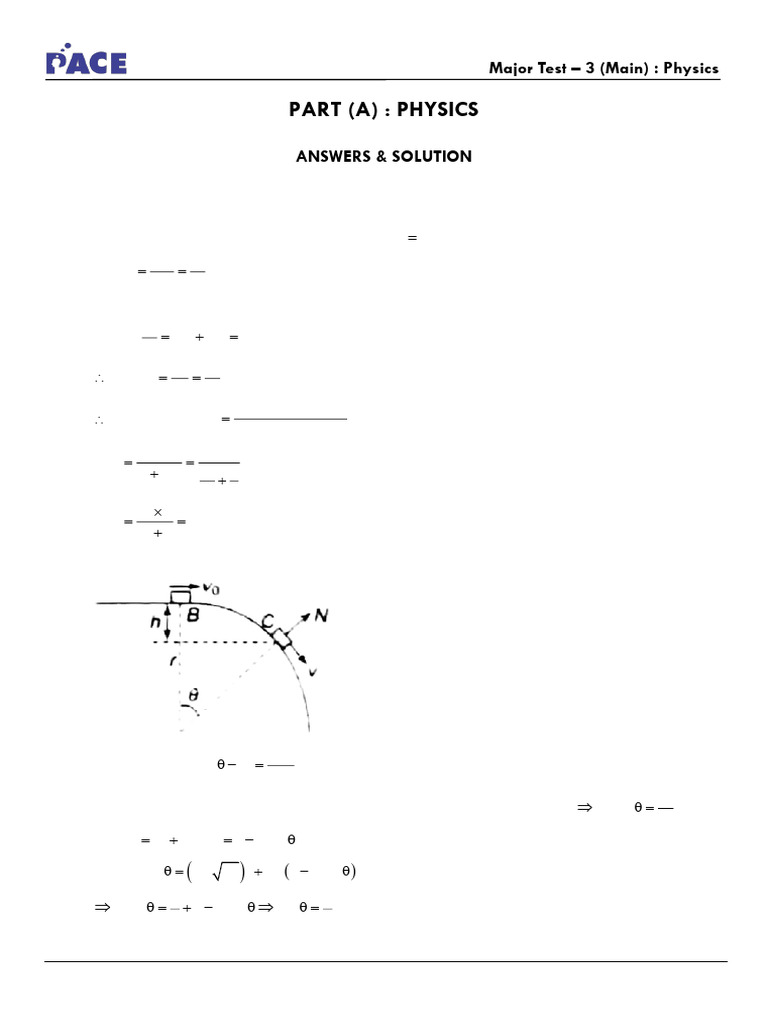 Answers - Solution - Major Test - 3 (Main) DT. 26-03-2022 | PDF | Force ...