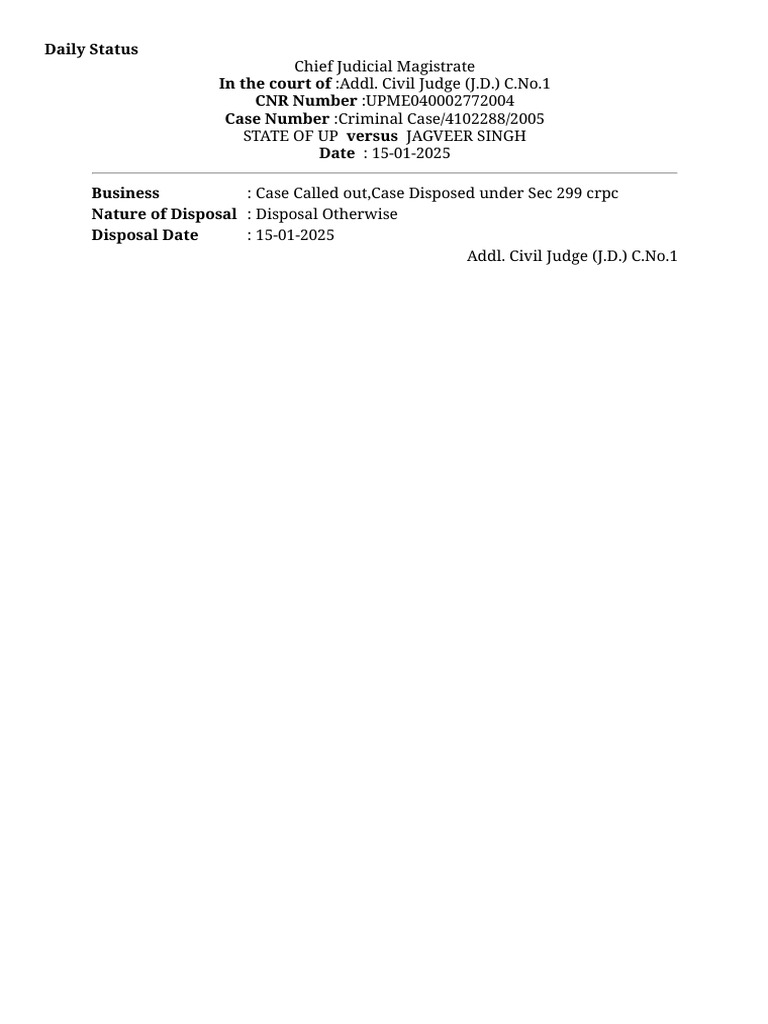 Criminal Case Status: Jagveer Singh | PDF
