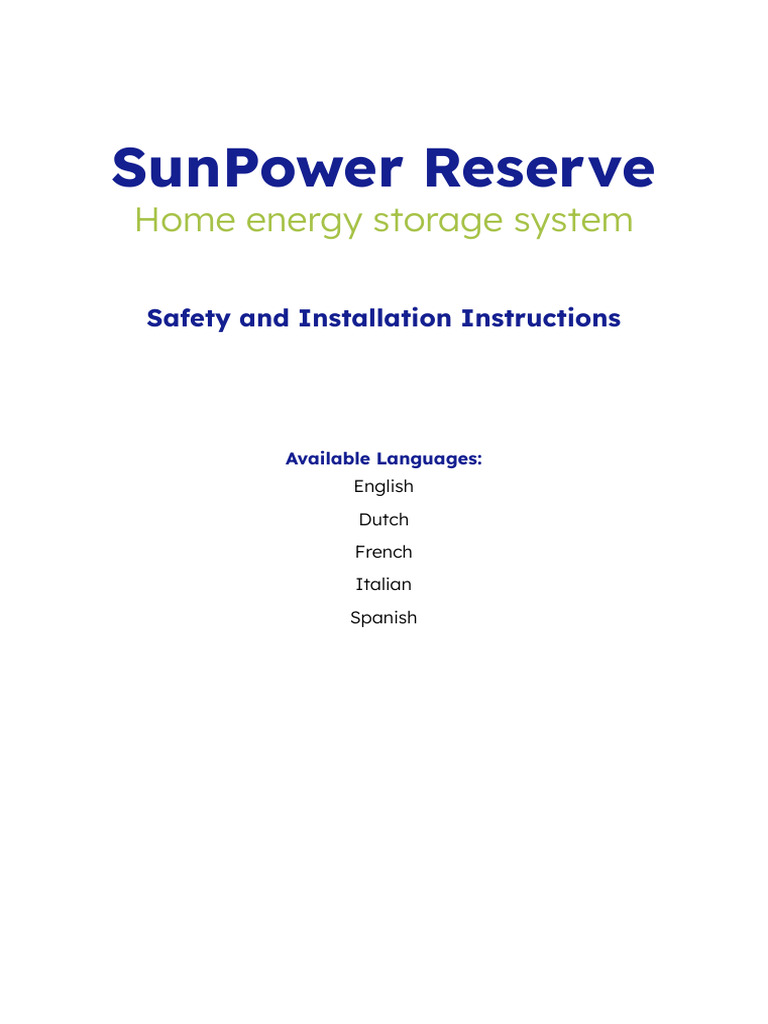 SunPower Reserve Installation Guide | PDF | Photovoltaics | Direct Current
