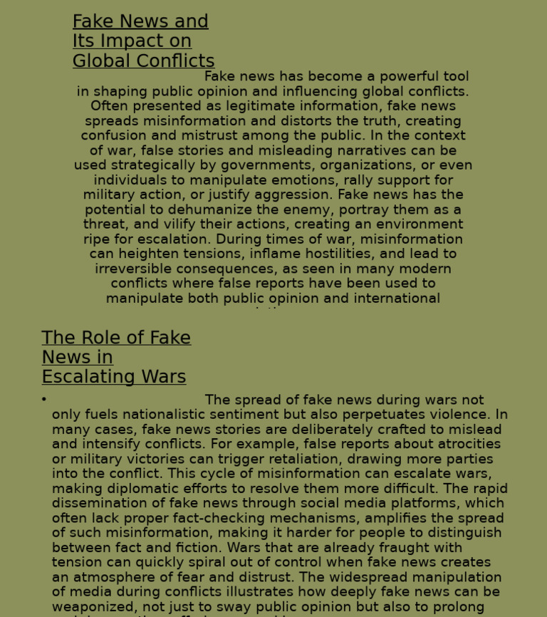 Impact of Fake News on Global Conflicts | PDF