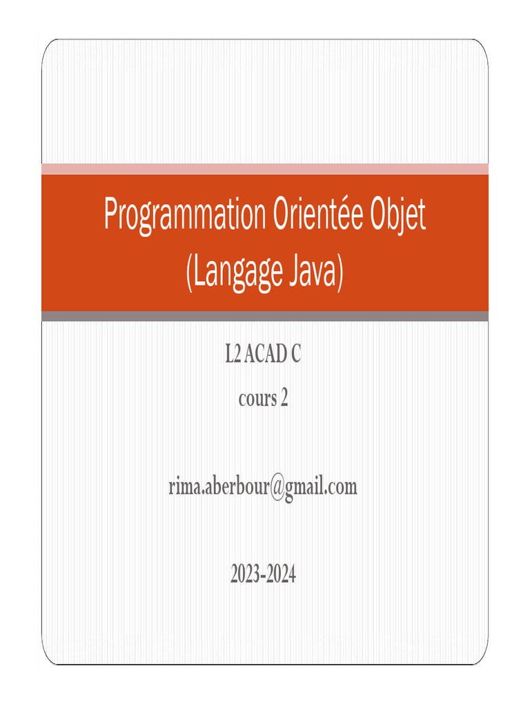 Concepts de POO en Java | PDF | Classe (informatique) | Java (Langage ...