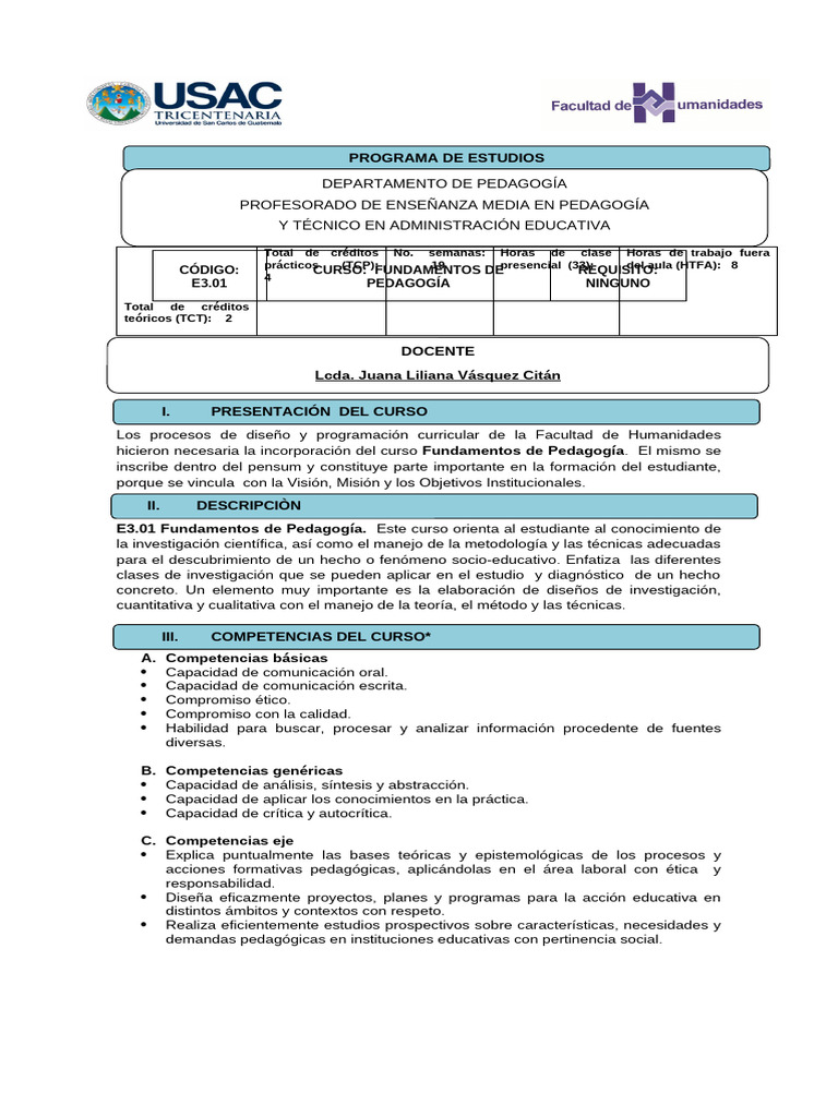 Programa E3.01 Fundamentos de pedagogia | PDF | Aprendizaje | Evaluación