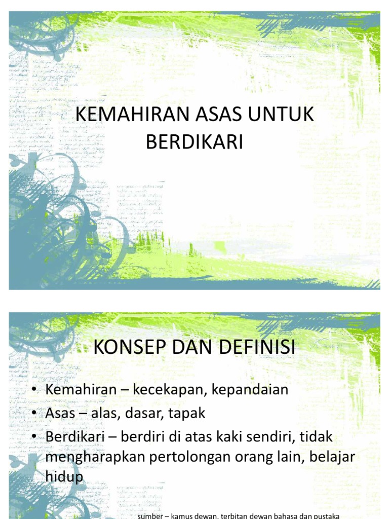 Kemahiran Asas Untuk Berdikari Konsep Pdf