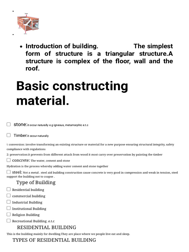 Summary On Building 101 | PDF