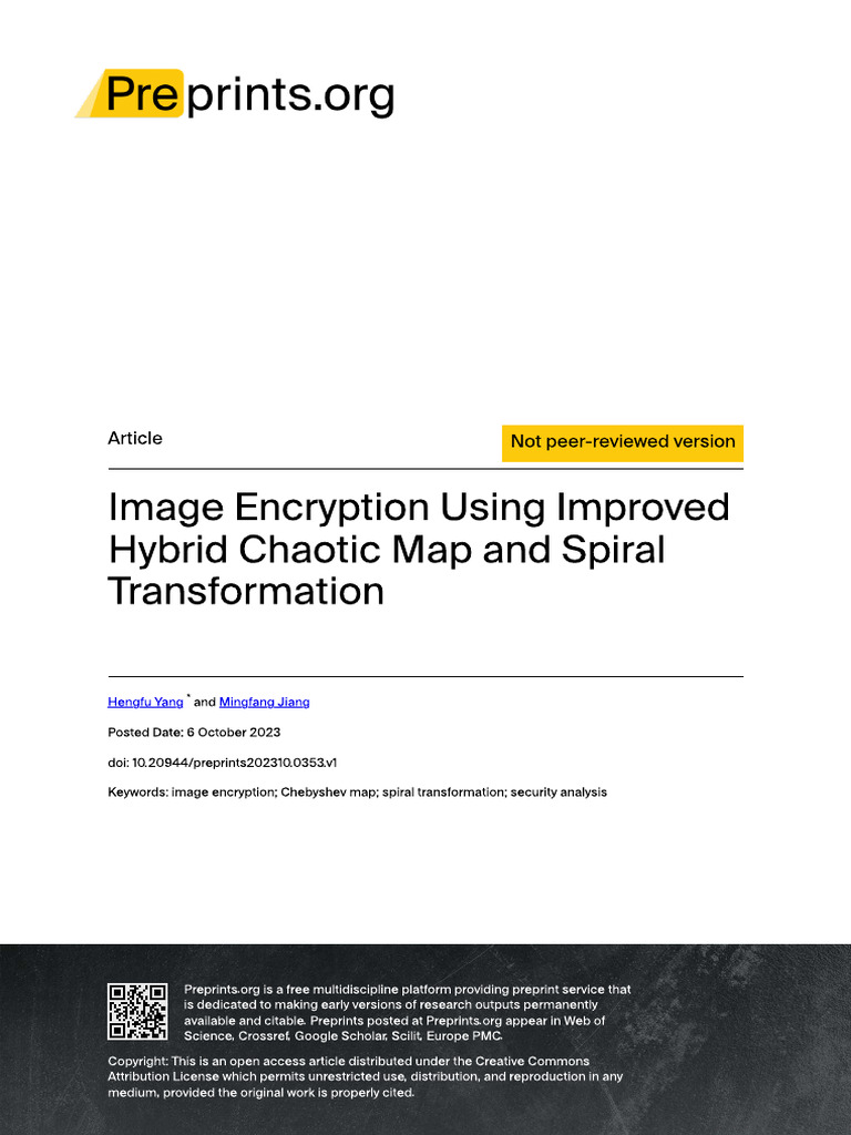 Preprints202310 0353 v1 | PDF | Chaos Theory | Encryption