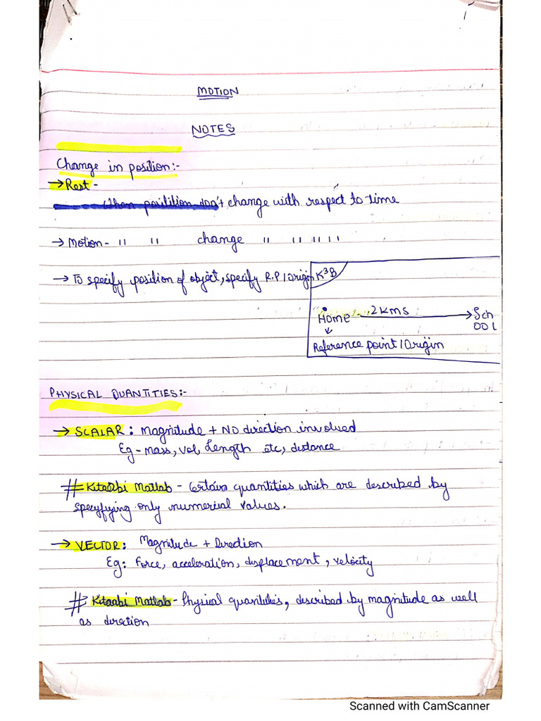 Motion Class 9 Notes Pdf