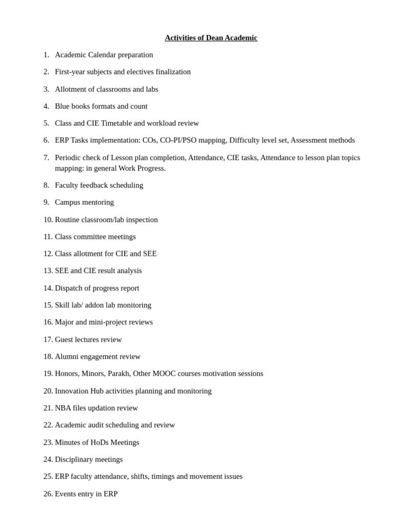 Dean Academic Responsibilities Overview | PDF