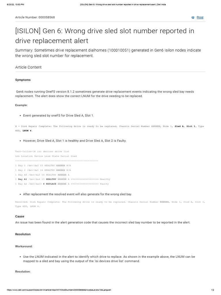 (ISILON) Gen 6 - Wrong Drive Sled Slot Number Reported in Drive ...