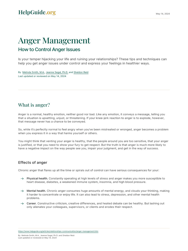 Effective Anger Management Techniques | PDF | Anger | Psychological Trauma
