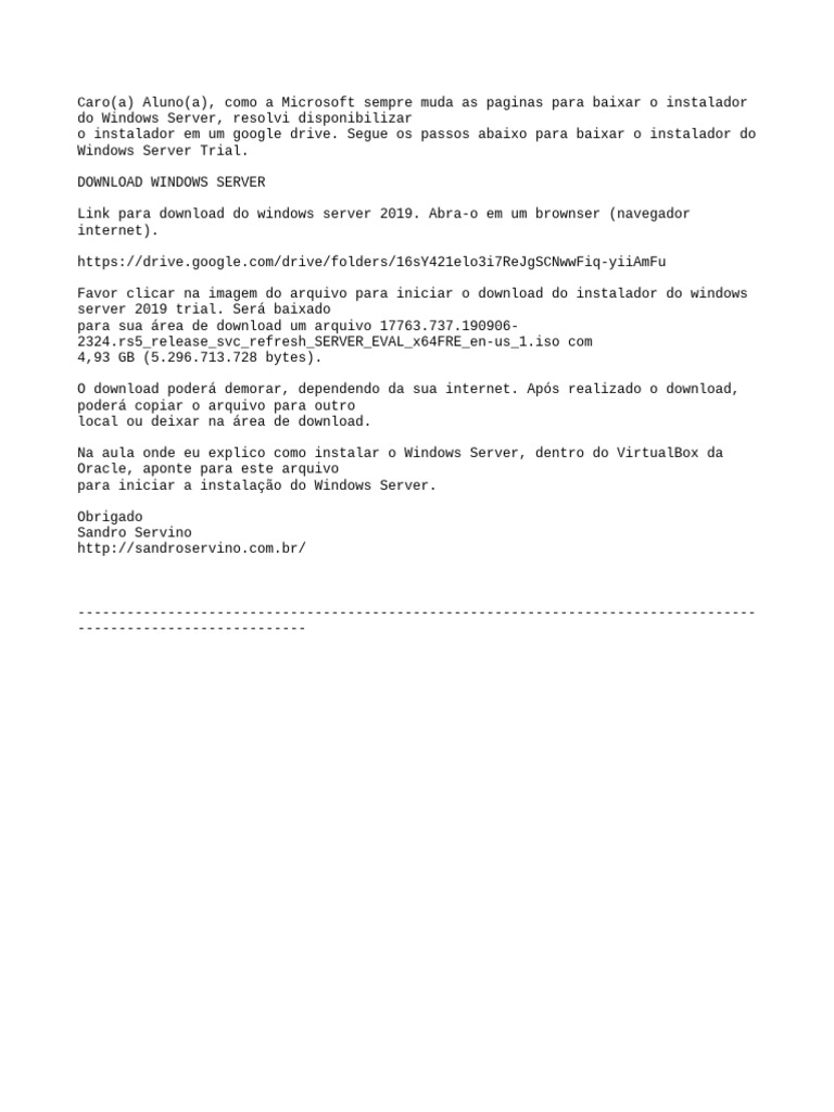 Download do Instalador Windows Server 2019 | PDF