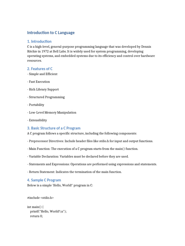 Introduction_to_C_Language | PDF | C (Programming Language) | Pointer ...