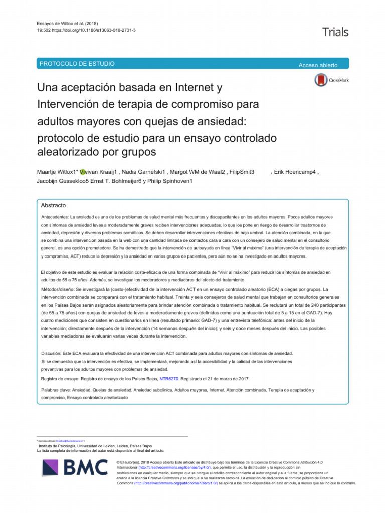 Intervención ACT para ansiedad en mayores | PDF | Terapia de conducta ...