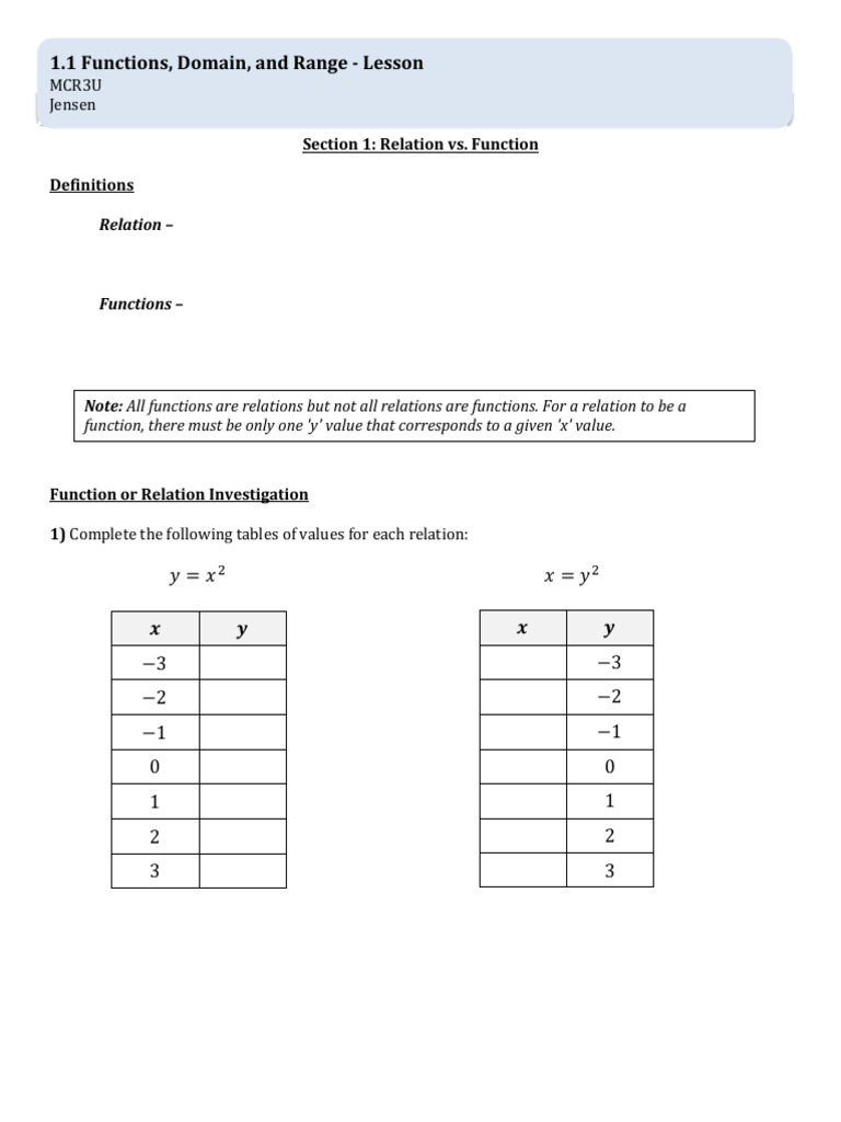 L1s-1.1-Functions, Domain and Range | PDF | Function (Mathematics ...