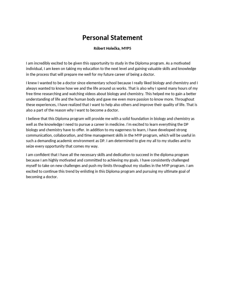 Aspiring Doctor's Personal Statement | PDF