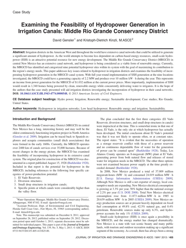 Feasibility of Hydropower Generation | PDF | Hydroelectricity | Turbine