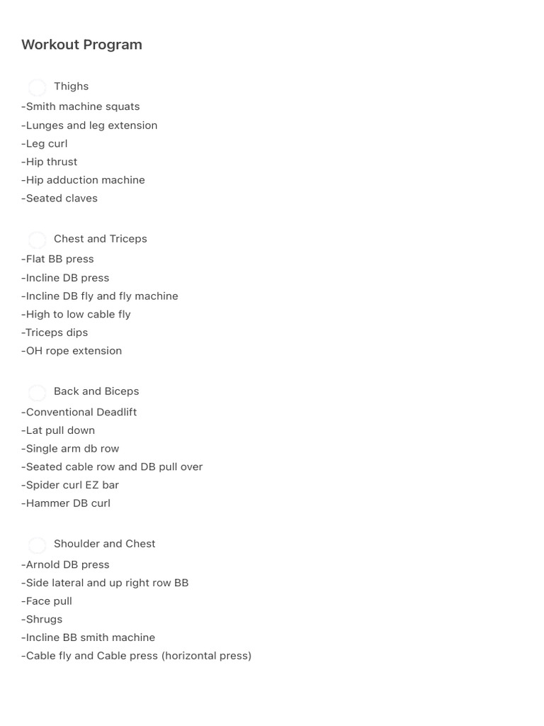 Workout Program | PDF