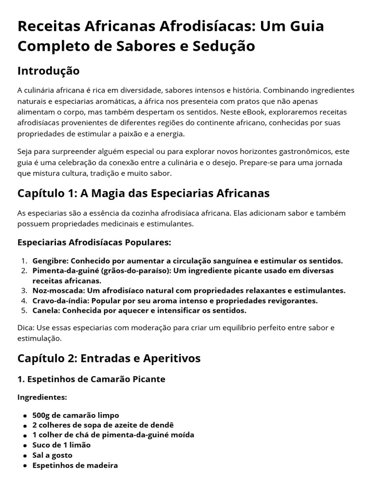 Receitas Africanas Afrodisíacas Um Guia Completo de Sabores e Sedução ...