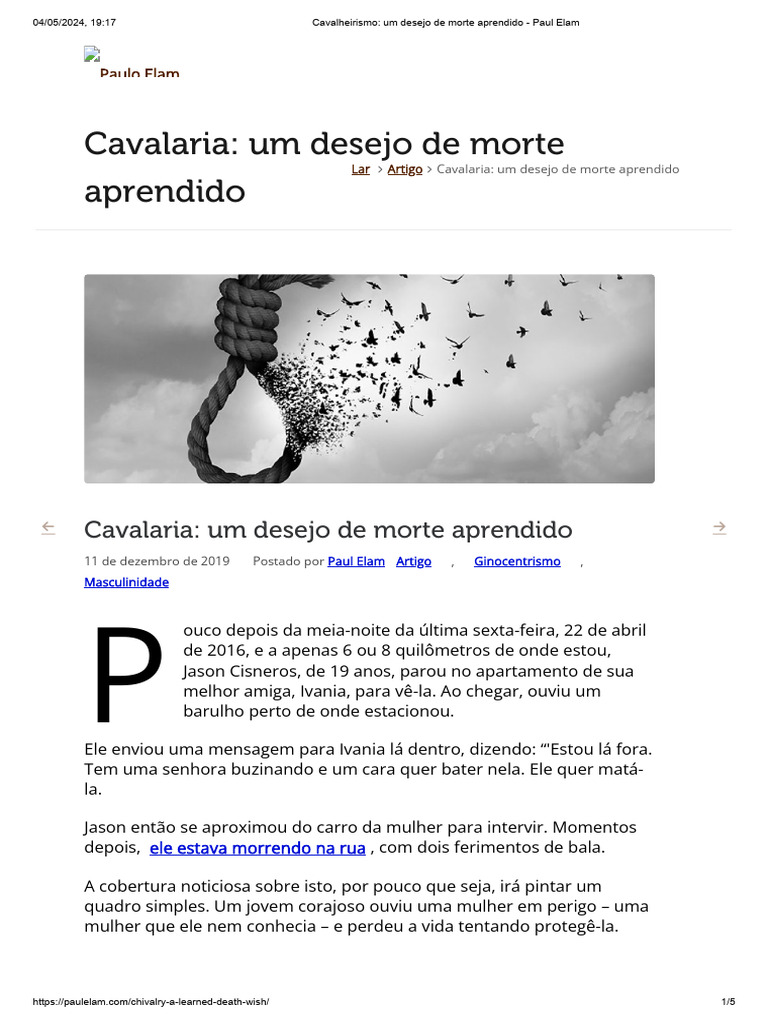 Cavalheirismo e Sacrifício Masculino | PDF | Morte | Família