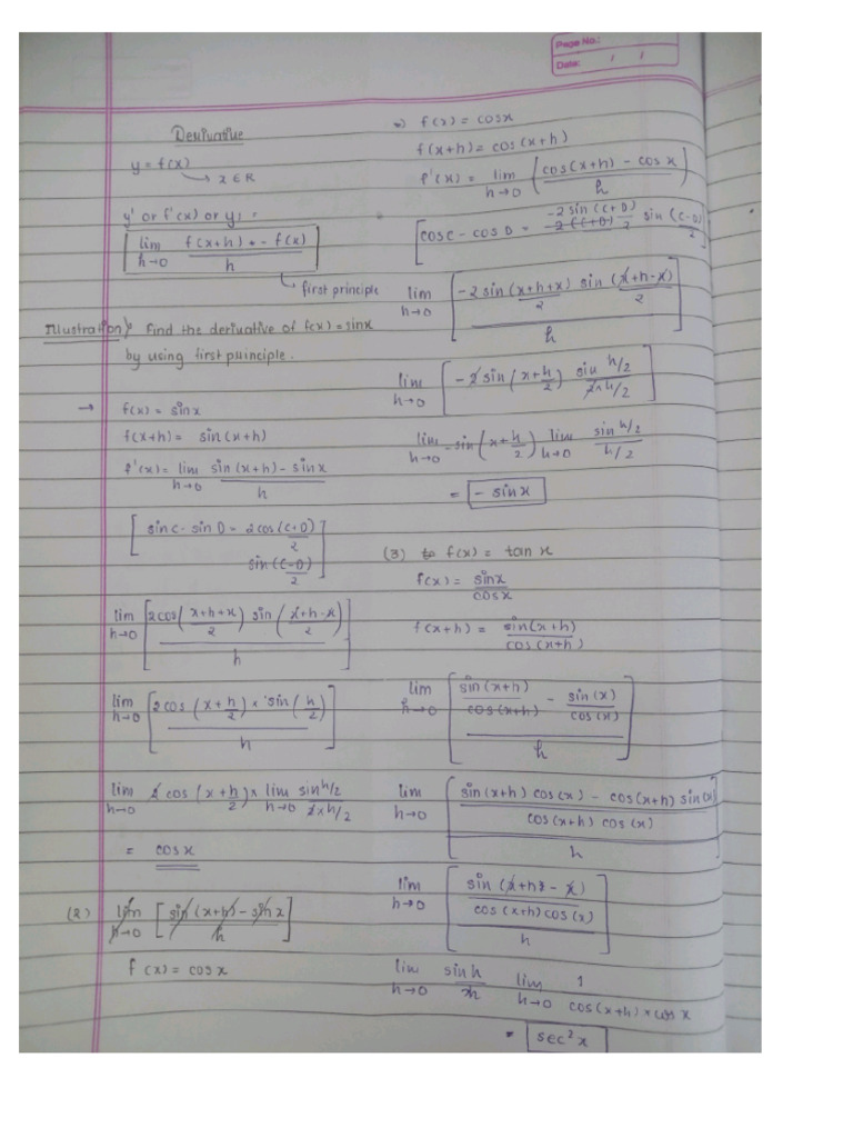 Derivative Notes Class 11 | PDF