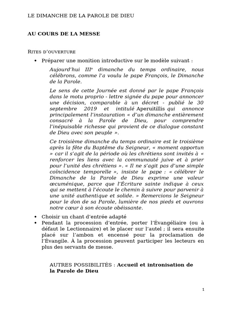 Dimanche de la Parole de Dieu 2025 | PDF | Liturgie et culte chrétien