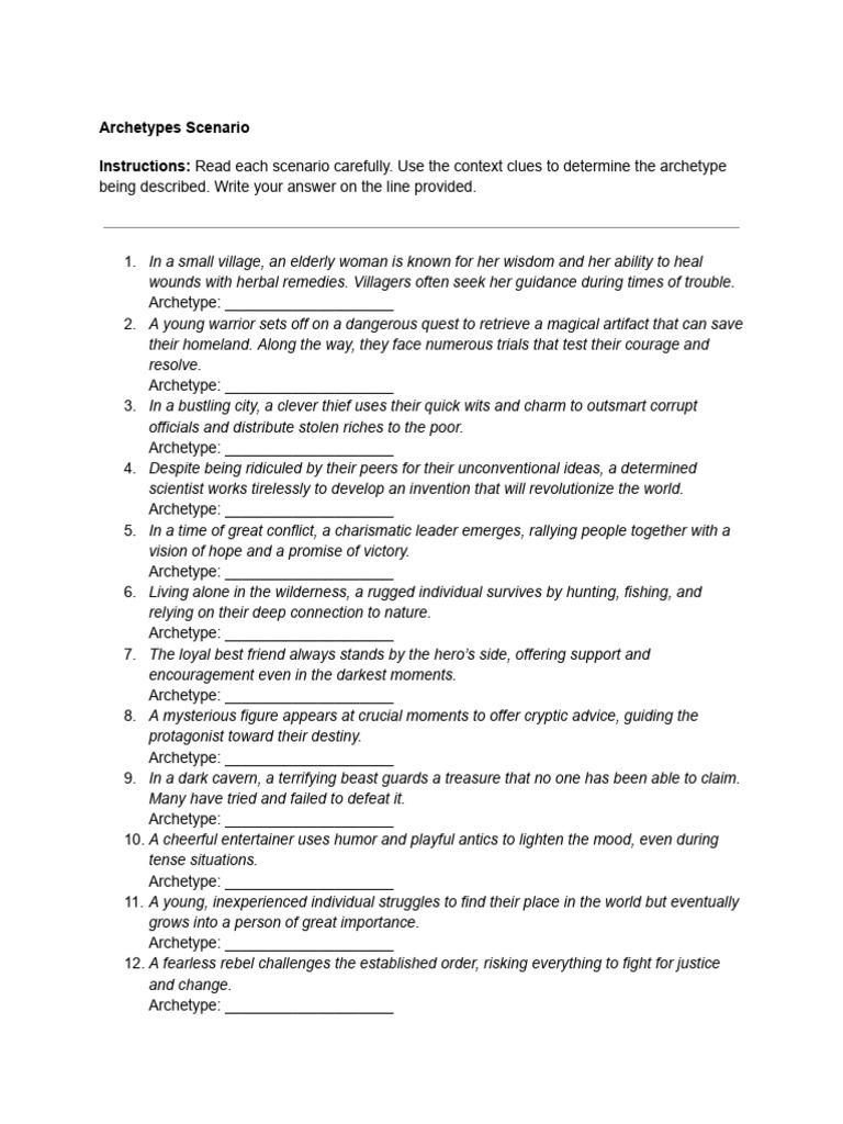 Archetype Scenarios for Analysis | PDF