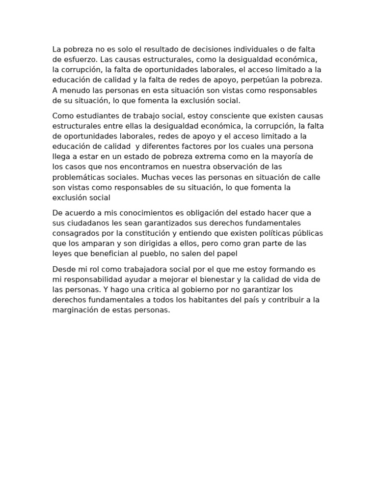 Causas Estructurales de la Pobreza | PDF