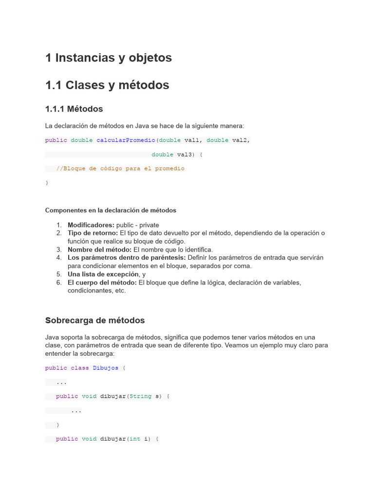 Métodos y Sobrecarga en Java | PDF | Java (lenguaje de programación ...